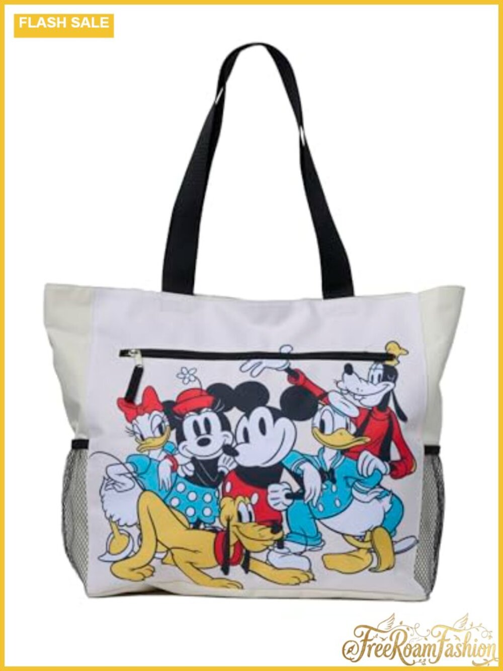 Disney Nylon Tote Shoulder Bag Beach Travel Mickey Minnie Friends